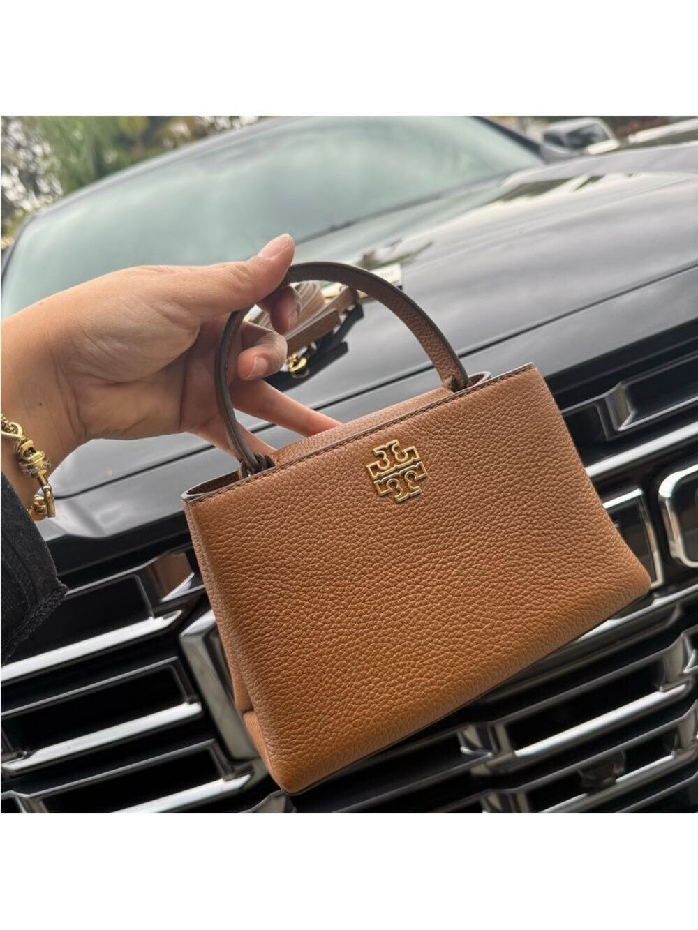 400!+ New Tory Burch Britten Mini Satchel In Moose - Picture 3 of 11